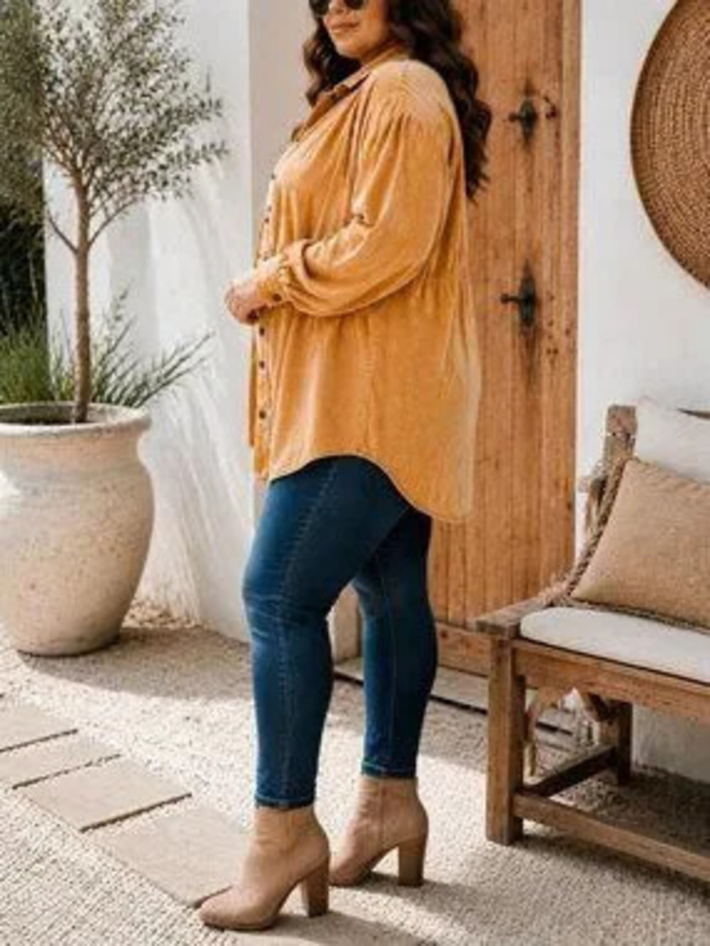 ZARA Orange Vintage Women's Loose Casual Button Down Shacket